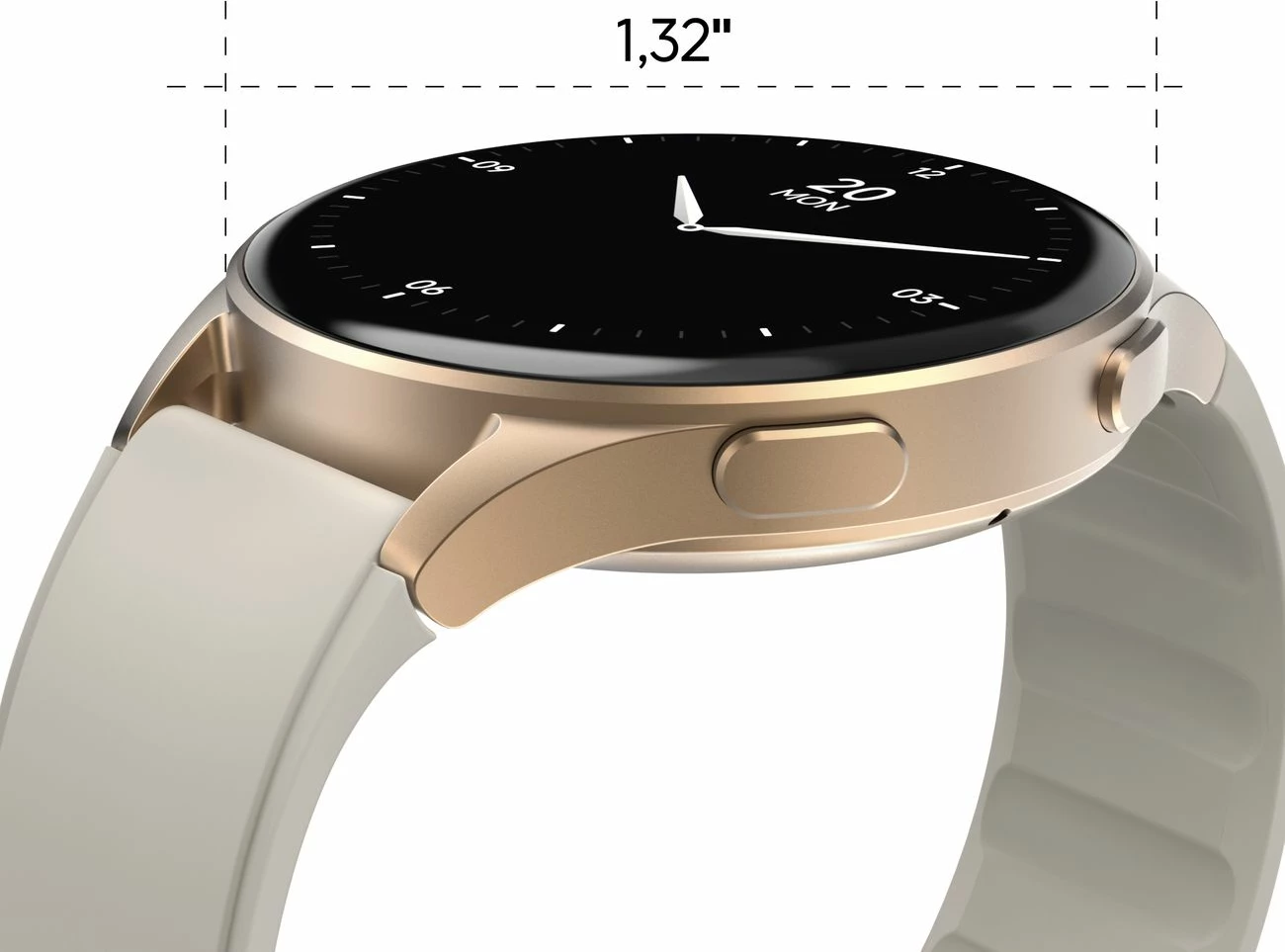 Smartwatch Hama 8900 GPS AMOLED 1.32", rrip silikoni bezhë, Gold