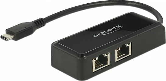 Adapter rrjeti USB-C DeLOCK 63927, 2x RJ45 Gigabit, 5 Gbit/s, i zi
