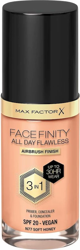 Fondatinë për femra Max Factor Facefinity All Day Flawless 3-in-1 N77 Soft Honey, 30ml