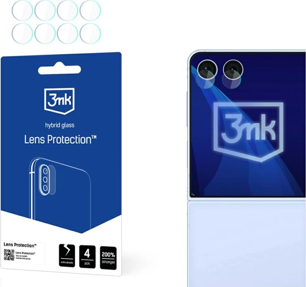 Xham hibrid mbrojtës për lente kamere 3MK Hybrid Camera Glass për Samsung Galaxy Z Flip 3 F711, 4 copë
