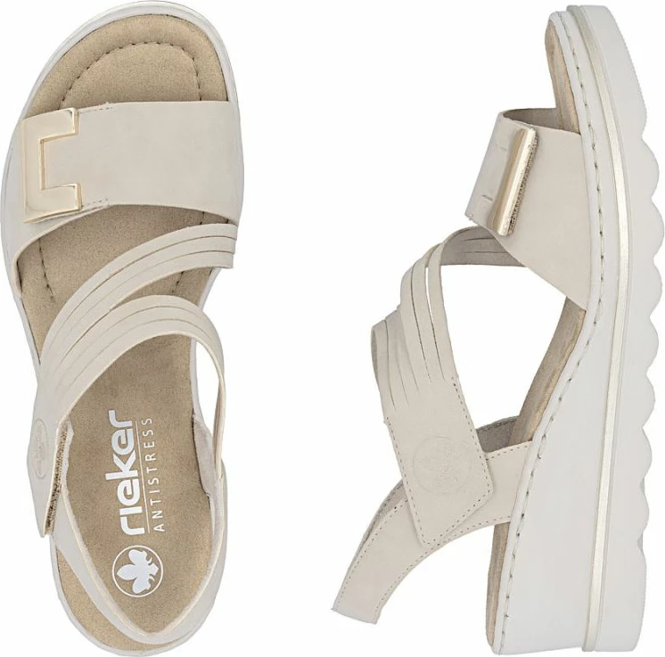 Sandale platforme femra Rieker 67410-62, bezhë