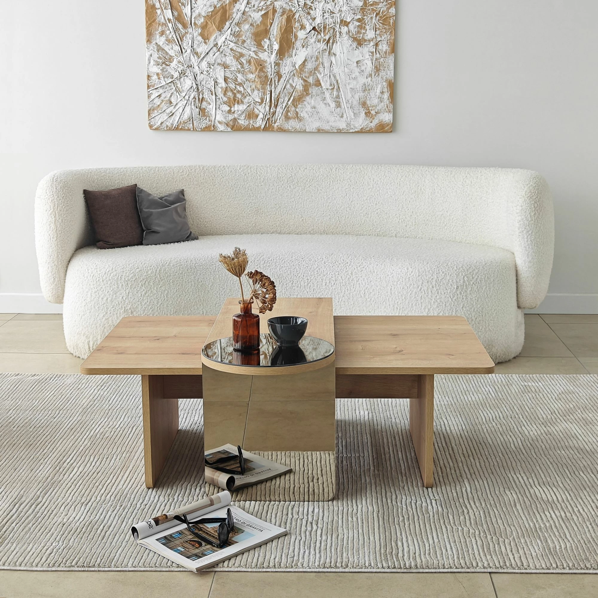 Set tavolinash kafeje Skye Decor, Luna 2, bronzie, sapphire oak