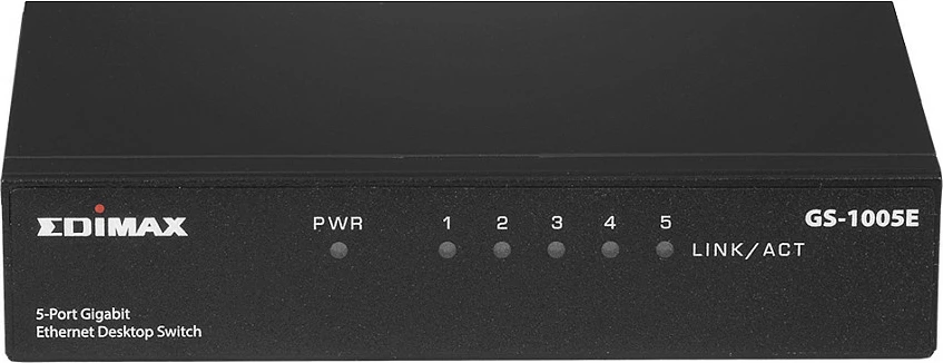 Switch Edimax GS-1005E, 5-Port Gigabit, pa menaxhim, montim në mur, i zi