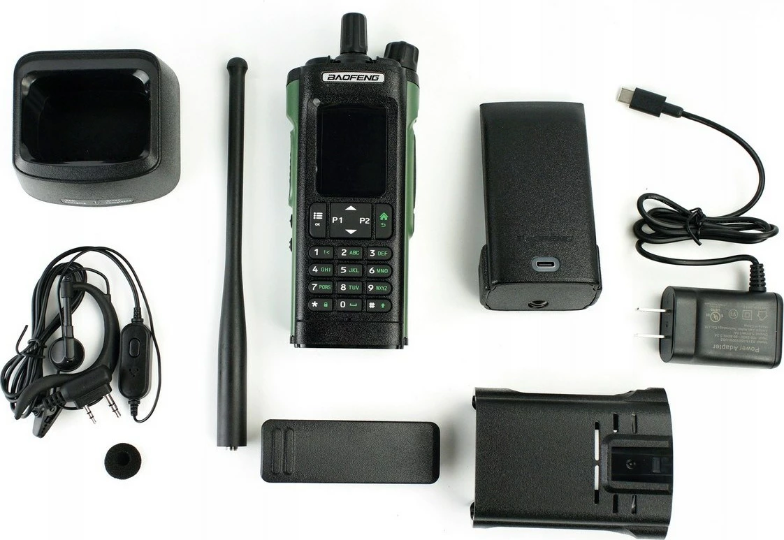 Radio portative BAOFENG DM-32E HTQ, DMR, bandë aviacioni, 2200 mAh, E zezë