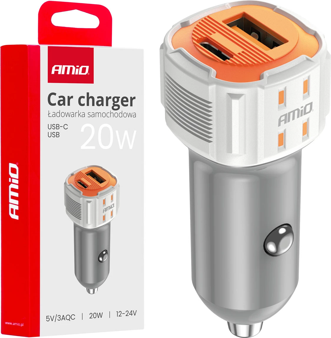 Karikues makine USB-A + USB-C 20W 12/24V 