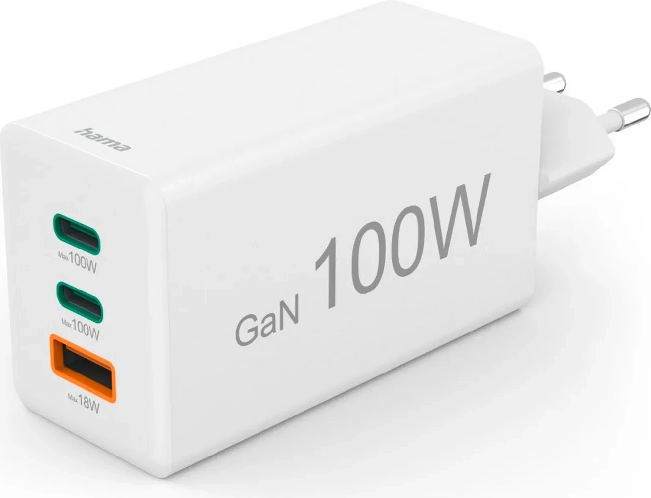 Karikues Hama 100W GaN, 2xUSB-C, 1xUSB-A, i bardhë