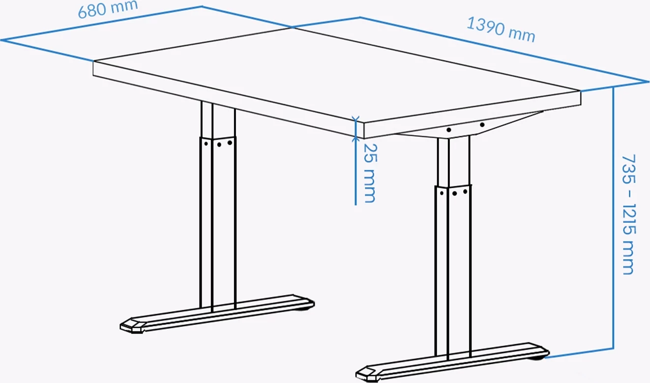 Tavolinë elektrike ngritje-ulje UVI Lite V2 139x68cm (Chalet Oak), kornizë e bardhë