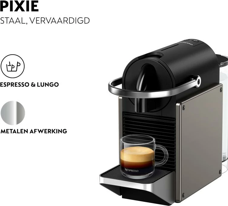 Aparat kafeje me kapsula, Krups Nespresso Pixie XN306T, 19 bar, depozitë uji 0.7 L, Titan/Black