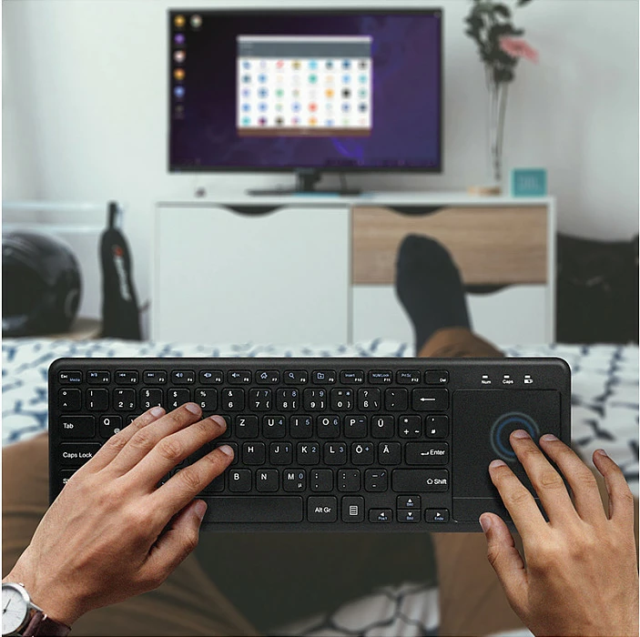Tastierë wireless LogiLink me touchpad, 2.4 GHz, mini, USB nano receiver, QWERTZ, e zezë