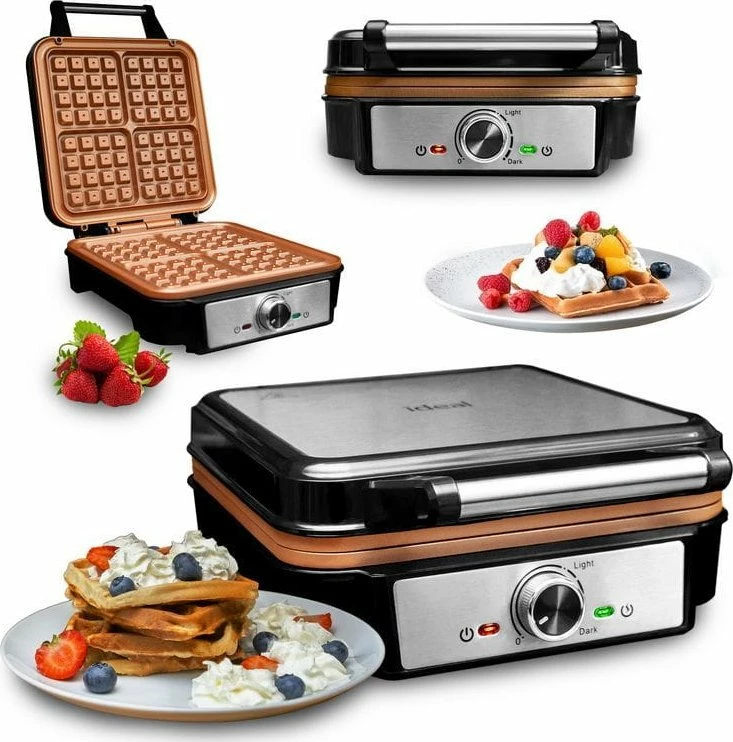 Aparat për waffle Ideal IK1602 1200 W, 4 waffle, argjend