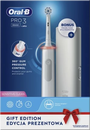 Furçë dhëmbësh elektrike Oral-B Pro 3 3500, kasë udhëtimi, e bardhë