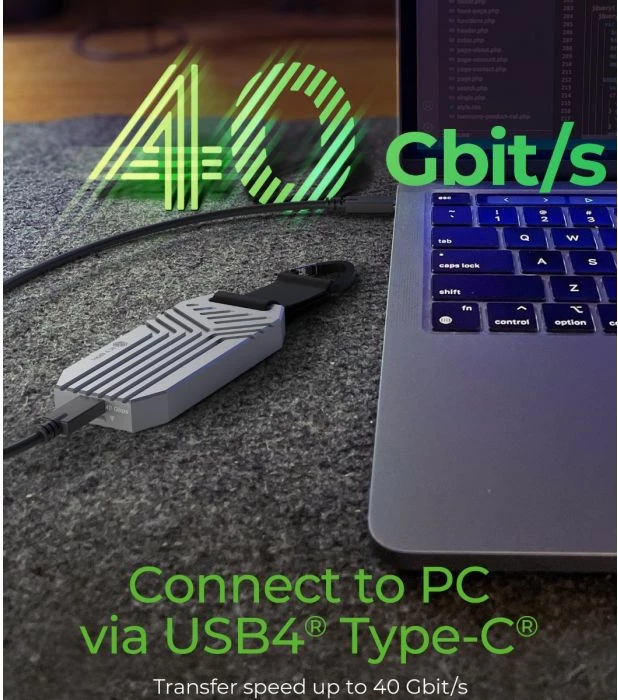 Kasë e jashtme USB4 për SSD M.2 NVMe 2280 ICYBOX IB-1919M-C42, 40 Gbit/s, USB-C, argjendtë, komplet