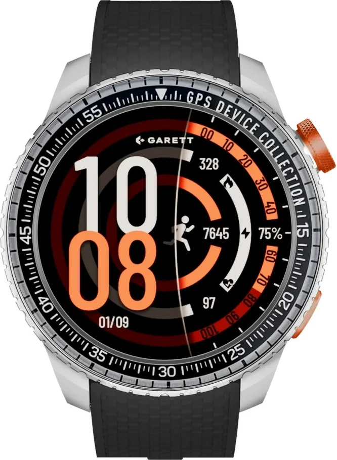 Smartwatch Garett Compass 1.43\" AMOLED, GPS, 5 ATM, Bluetooth thirrje, Silver, set me 2 rripa