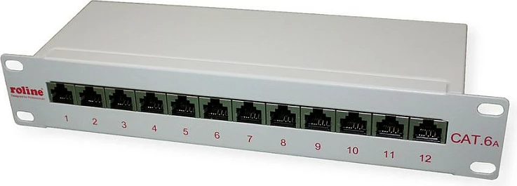 Patch panel rrjeti ROLINE 26.11.0316, 12 porta RJ45, Cat6a S/UTP, 1U, gri
