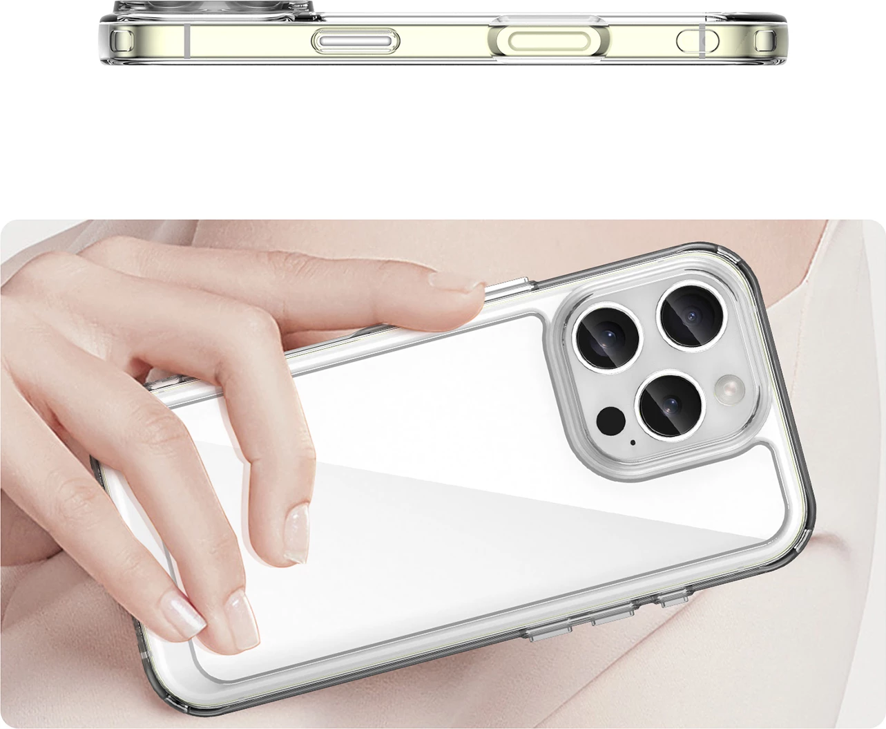 Mbështjellës Hurtel Outer Space Case për iPhone 16 Pro, transparent