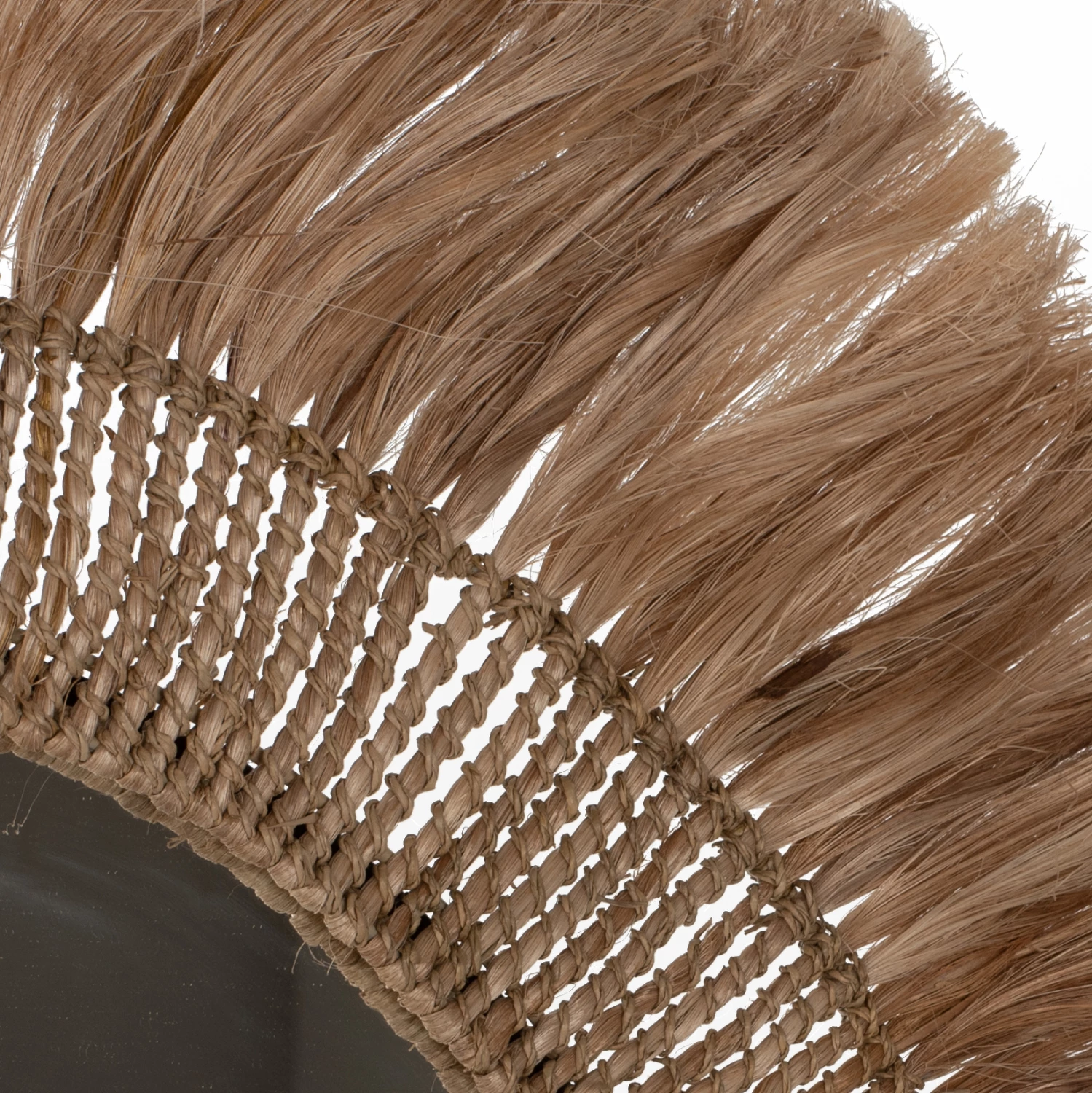 Pasqyrë e rrumbullakët me kornizë prej fibrash abaca, ngjyrë natyrale, 90x4x90 cm, FH7736