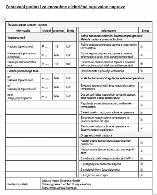 Ngrohës ventilatori keramik SHE SHX59PTC1800 1800W, e bardhë