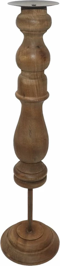 Mbajtëse qirinjsh HIPPO, dru natyral, metal, 13x13x46 cm