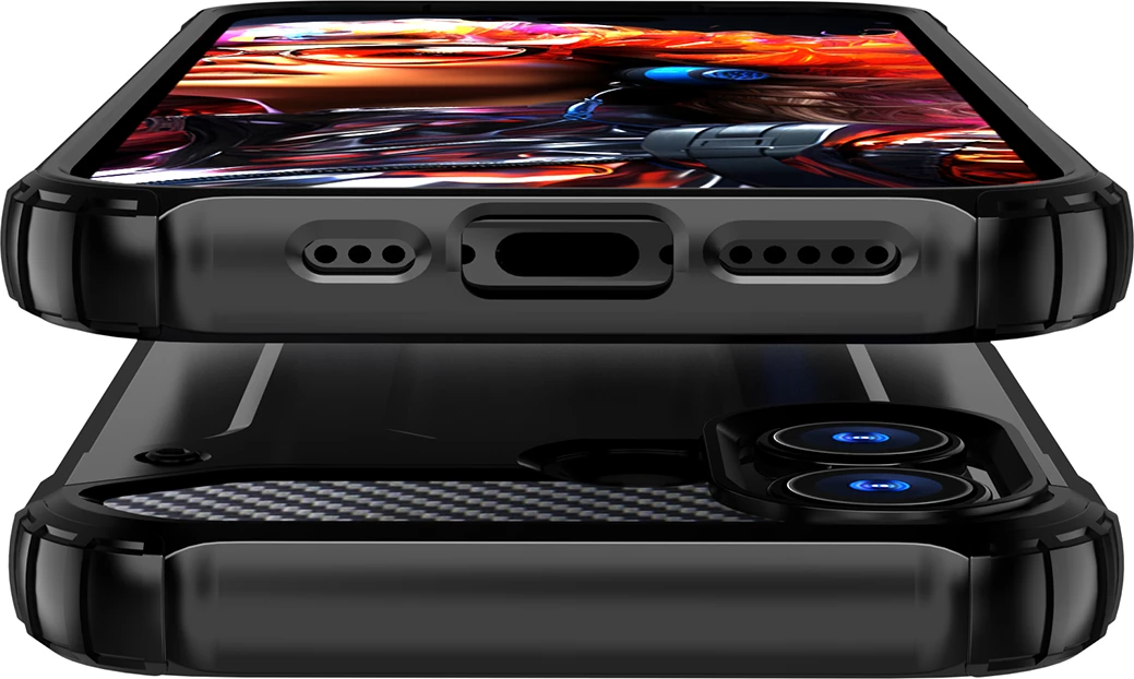 Mbështjellës Hurtel Hybrid Armor për iPhone 17, i zi