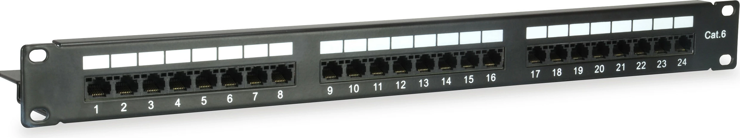 Patch panel EQUIP 135425, 24 porta RJ-45, 1U, rack mounting, e zezë