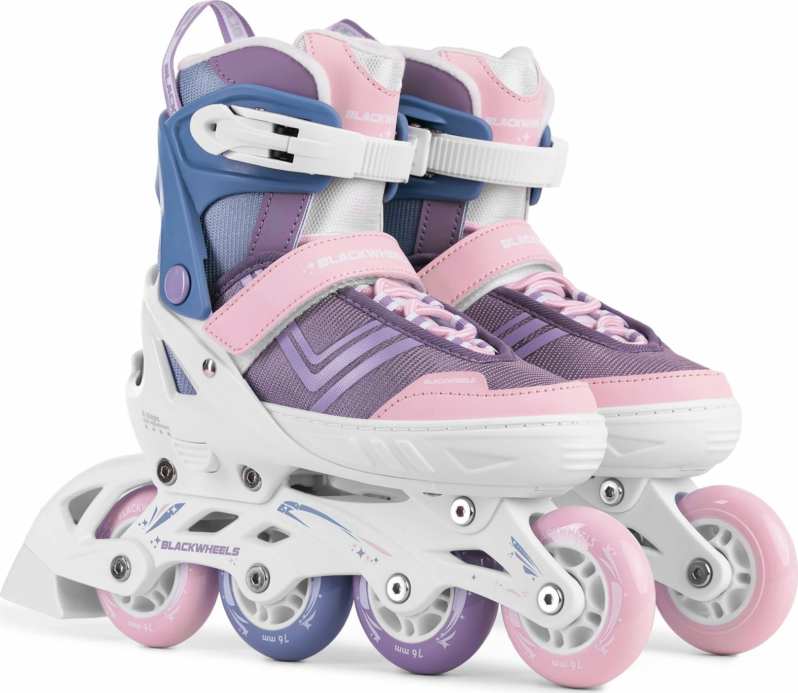 Patina inline Blackwheels Playful, të rregullueshme EU 36-39, ABEC 7, rrota 76 mm 82A, me frenë, vjollcë