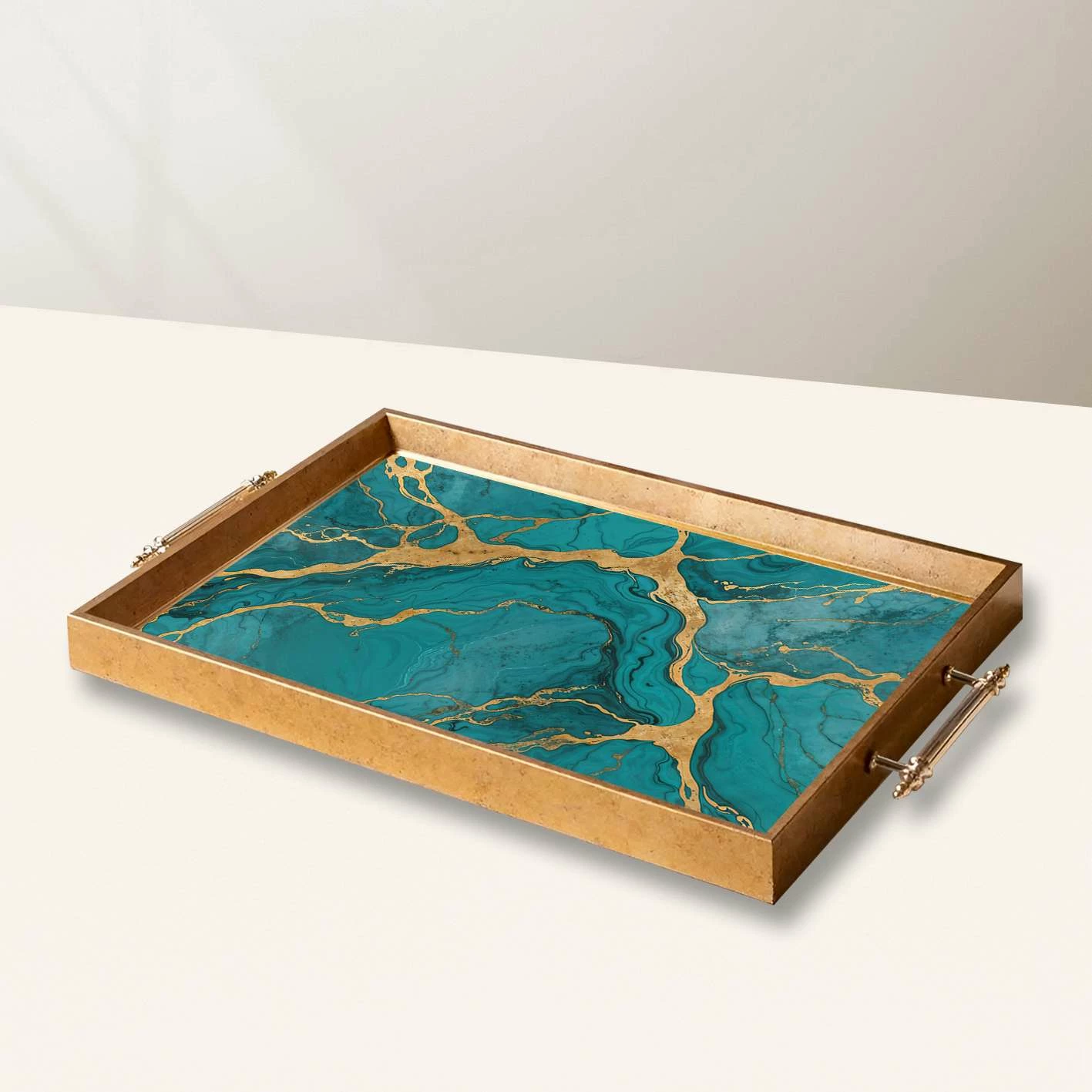 Tabaka dekorative prej qelqi, shumëngjyrëshe, Aberto Design, TPEA10011, 50x29x3.5cm