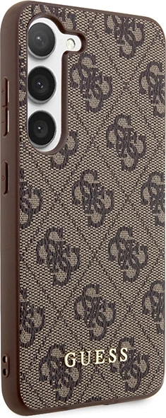 Mbështjellës Guess 4G Metal Gold Logo për Samsung Galaxy S24+, kafe