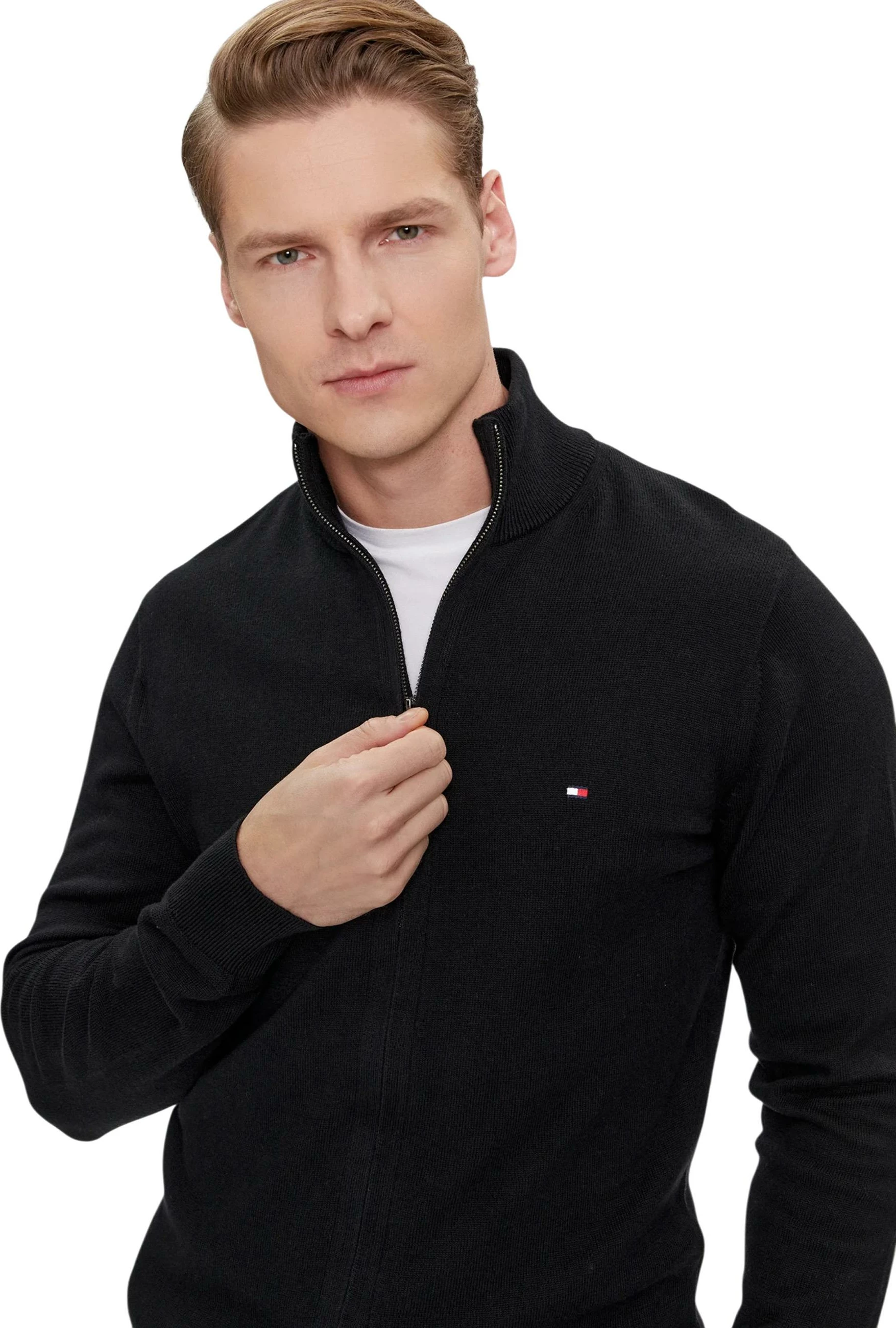 Xhemper kardigan për meshkuj Tommy Hilfiger MW0MW28050, i zi [Madhësia: M]