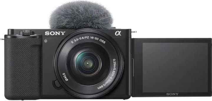 Kamerë dixhitale vlog Sony Alpha ZV-E10L, ekran anësor i rrotullueshëm, mikrofon me mbrojtës ere, e zezë, kit