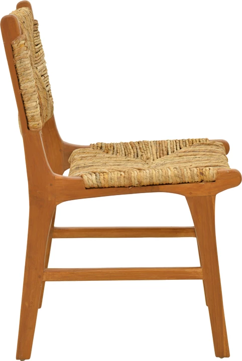 Karrige Refane, skelet prej druri teak, sedilje dhe shpinore prej kashte, ngjyrë natyrale, 50x58x85cm