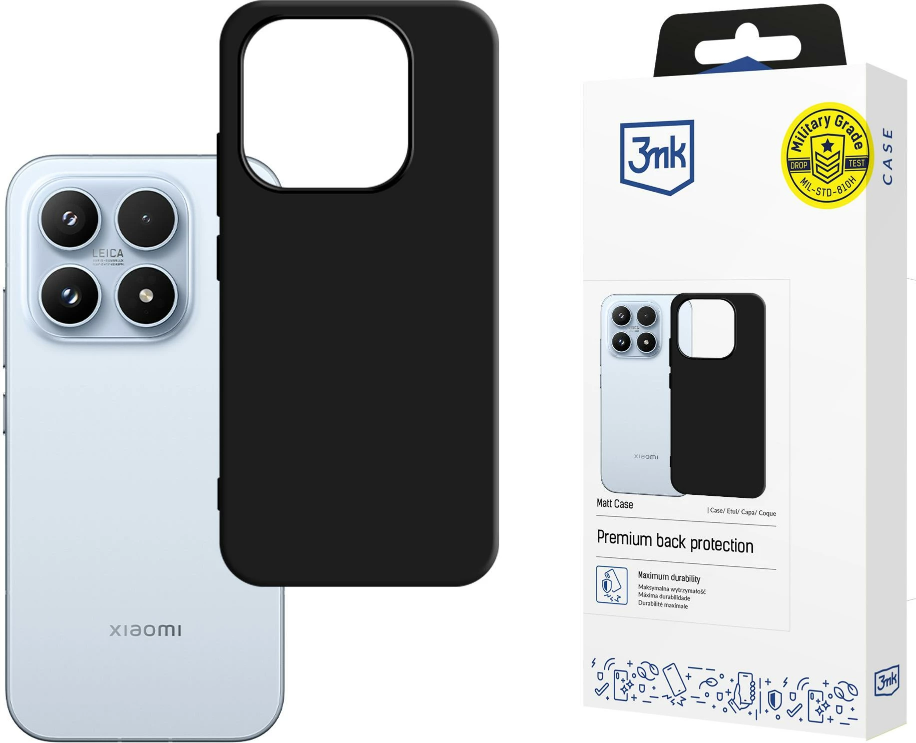 Mbështjellës për celular 3mk Matt Case për Xiaomi 17, TPU, Absorber125, në kuti, i zi mat