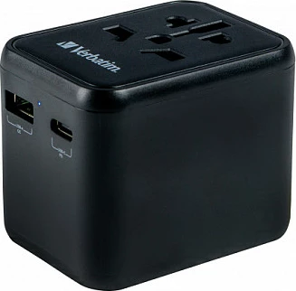 Adapter universal udhëtimi Verbatim UTA-02, 1x USB-A, 1x USB-C, 2500W, i zi