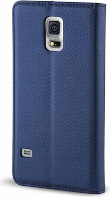 Mbështjellës nemo Magneto për Samsung Galaxy S25, flip me mbyllje magnetike, me stand dhe xhep kartelash, blu navy, set me qelq të kalitur