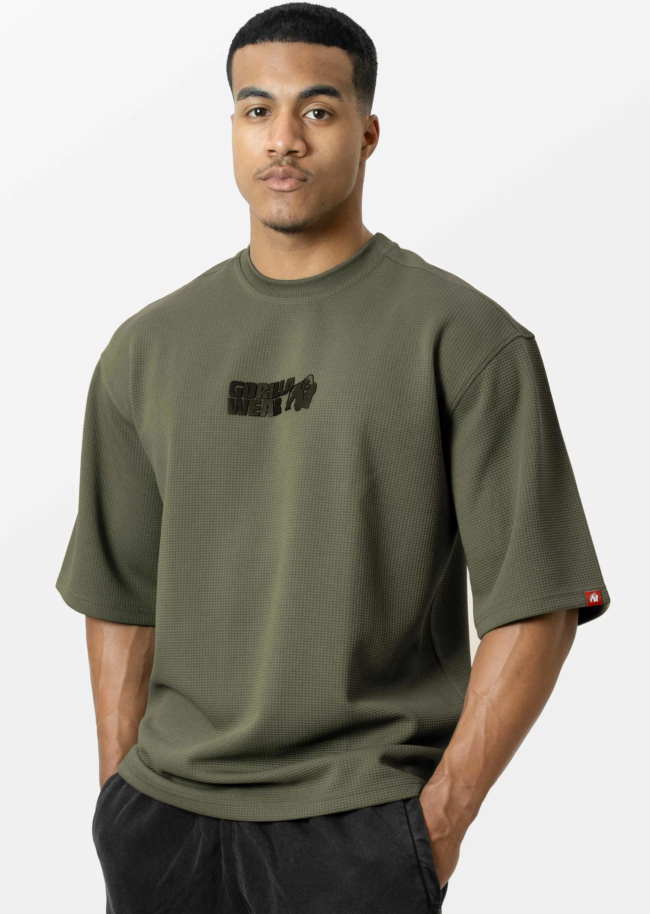 Idaho Oversized Waffle T-Shirt - Army Green