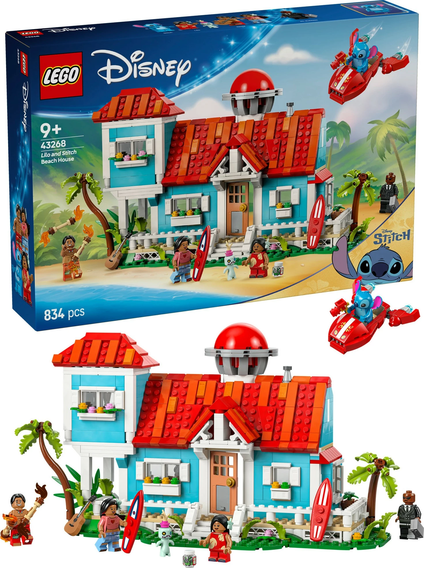 Set ndërtimi LEGO Lilo dhe Stitch Beach House, 834 copë, plastikë, shumëngjyrësh