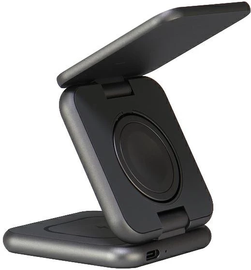 Karikues magnetik 3-në-1 Audi, palosshëm, USB-C, 15W, metalik, gri