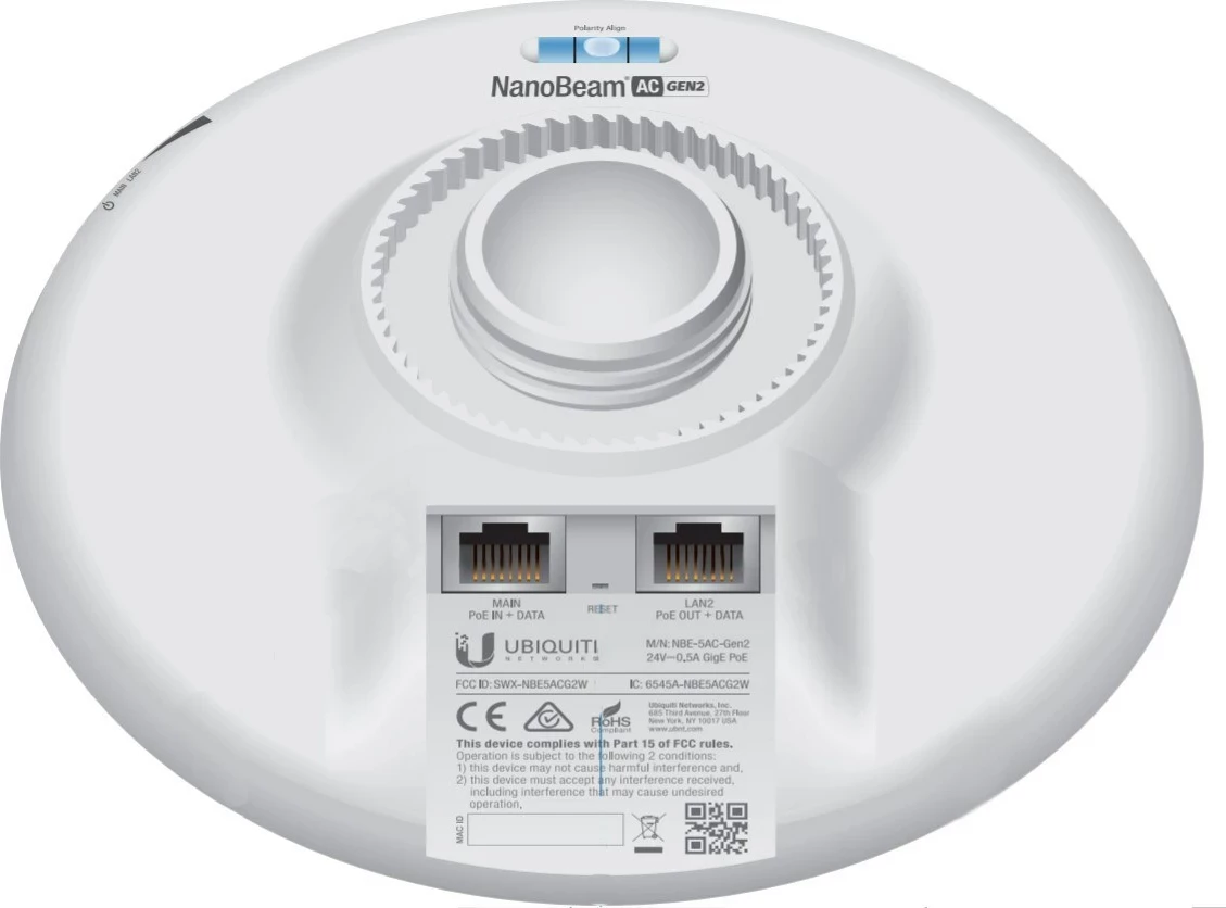 Ubiquiti NanoBeam 5AC Gen 2, Network bridge, 450 Mbit/s, Bardhë