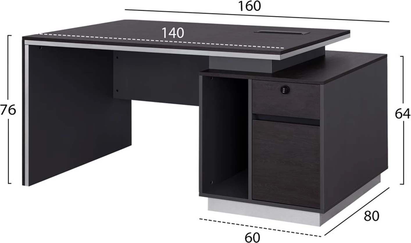 Zyrë profesionale me dollap të djathtë, ngjyrë trëndafili, FH2087R, 160x80x76 cm