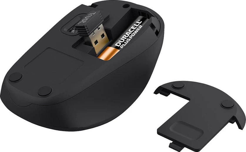 Maus Trust Yvi+, wireless RF 2.4GHz, 1600 DPI, për të djathtë, Zi/Kuq