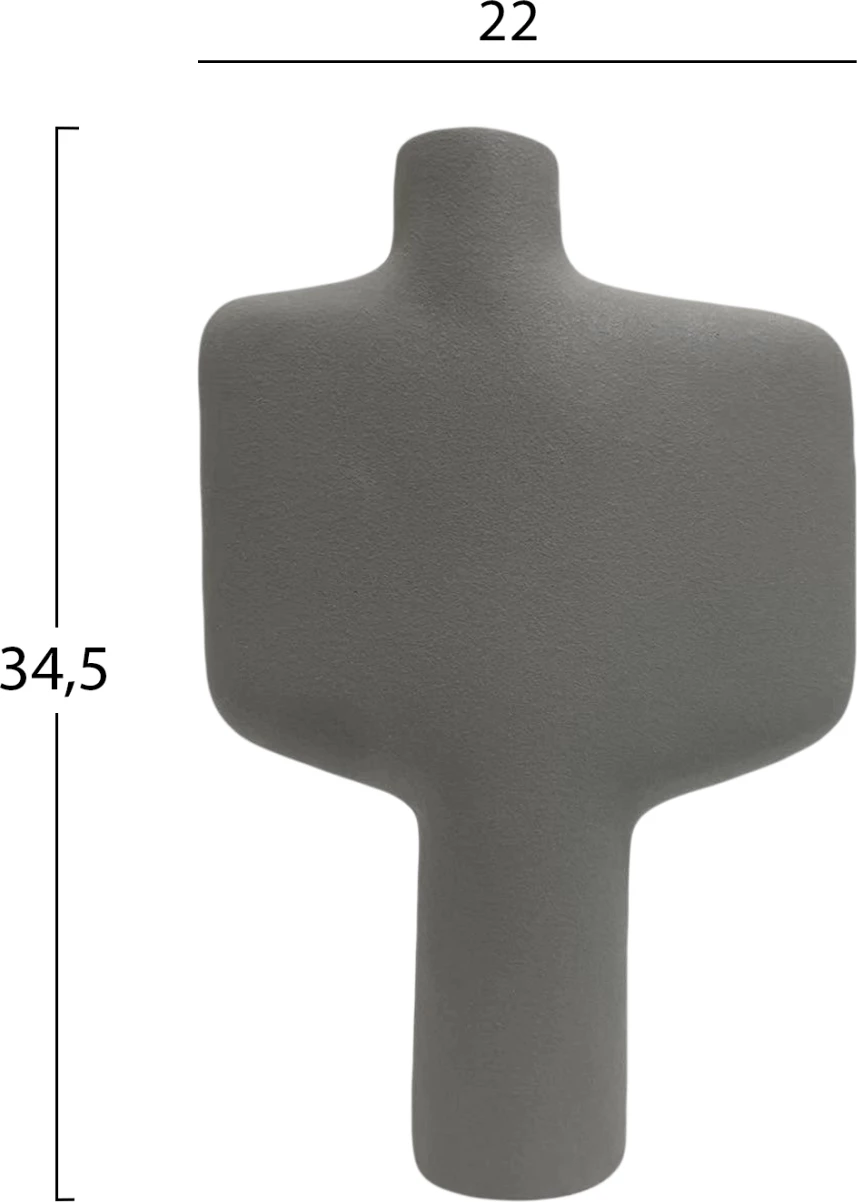Dekor tavoline prej qeramike, seri ARKEN, FH4622.03, gri mat, 22x8x34.5 cm