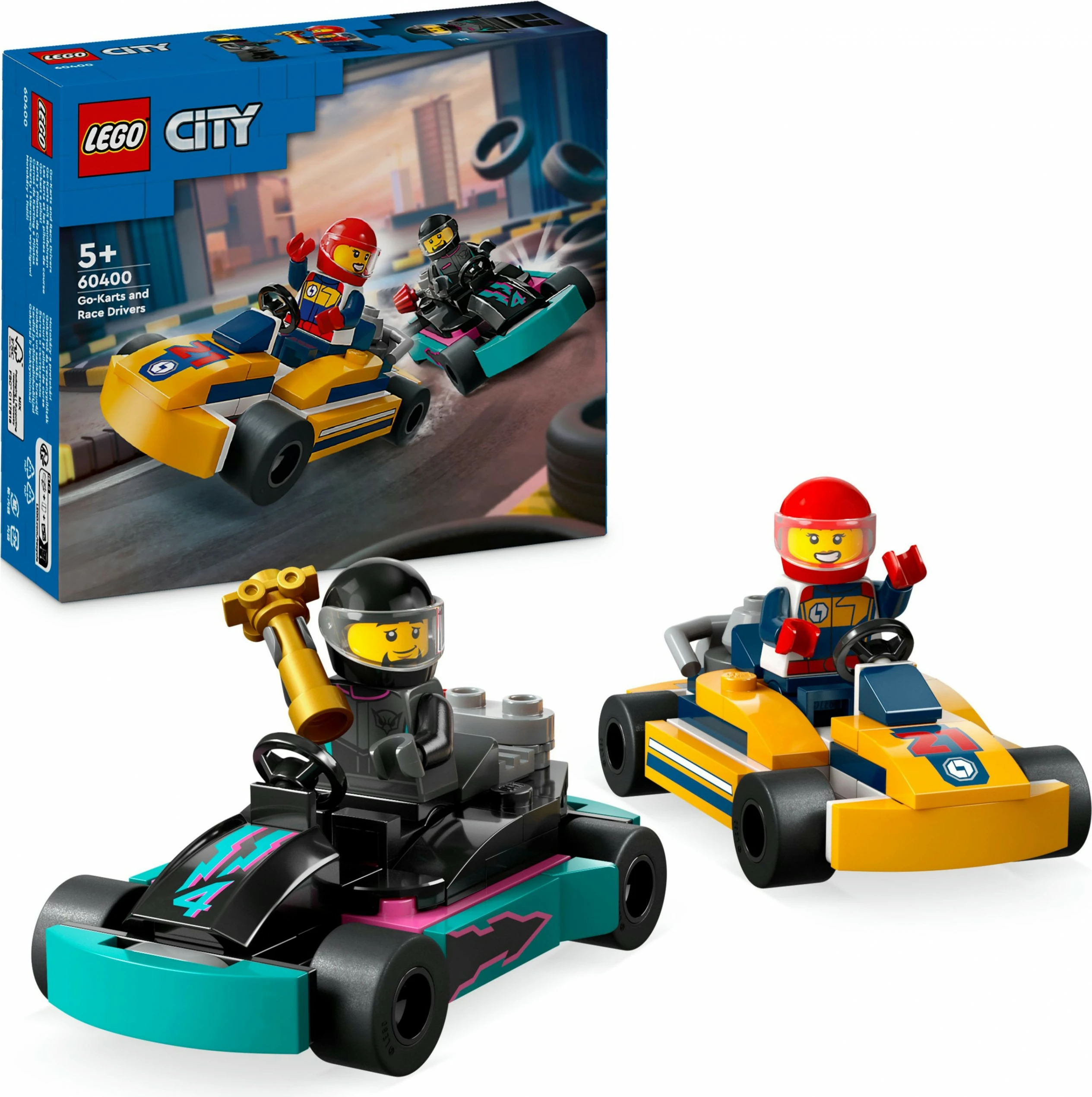 Set ndërtimi LEGO City Go-Karts dhe Shoferët e Garave 60400, 99 pjesë, shumëngjyrësh