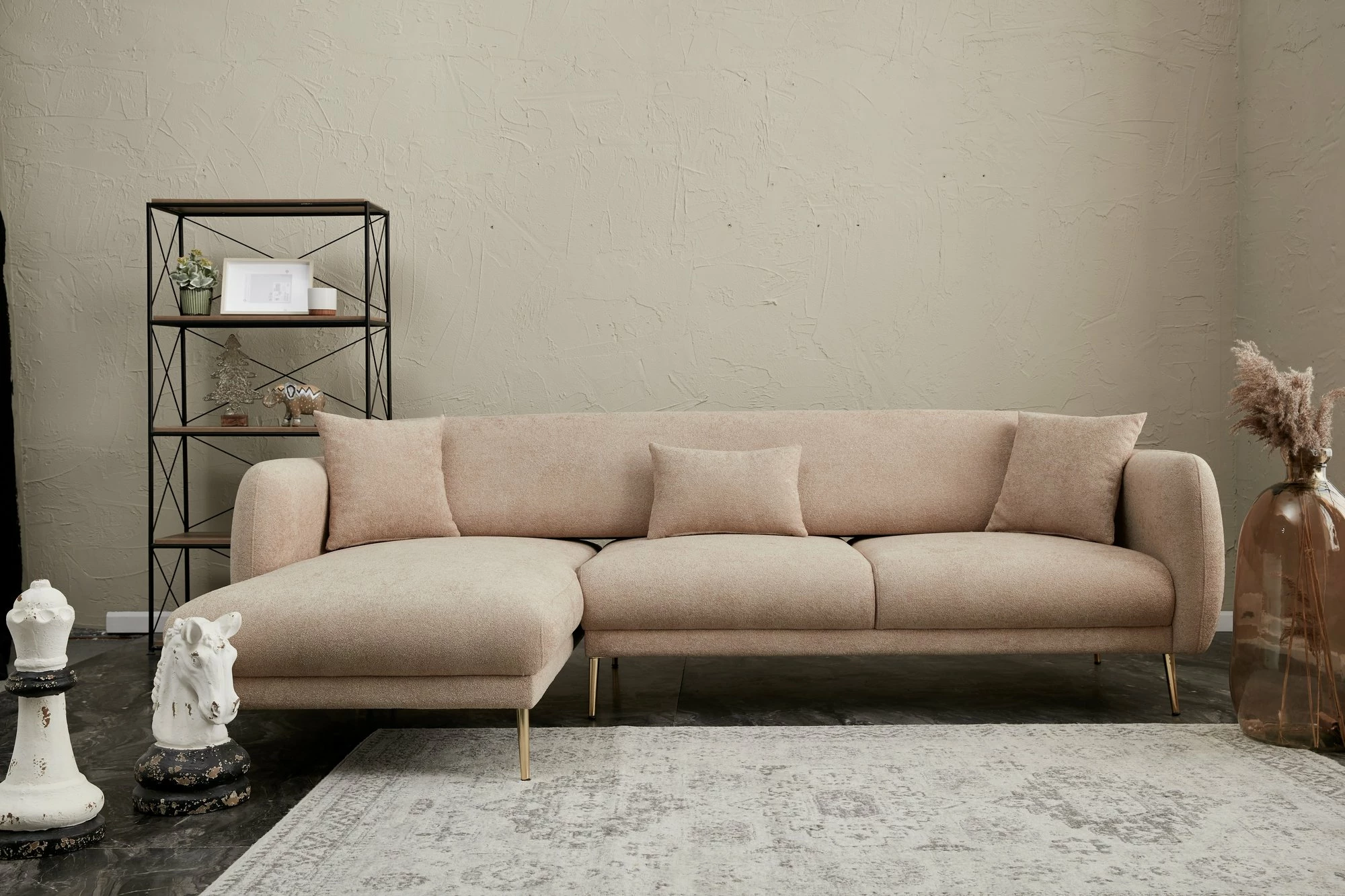 Kënd-sofë krevati Atelier del Sofa, Simena majtas, bezhë