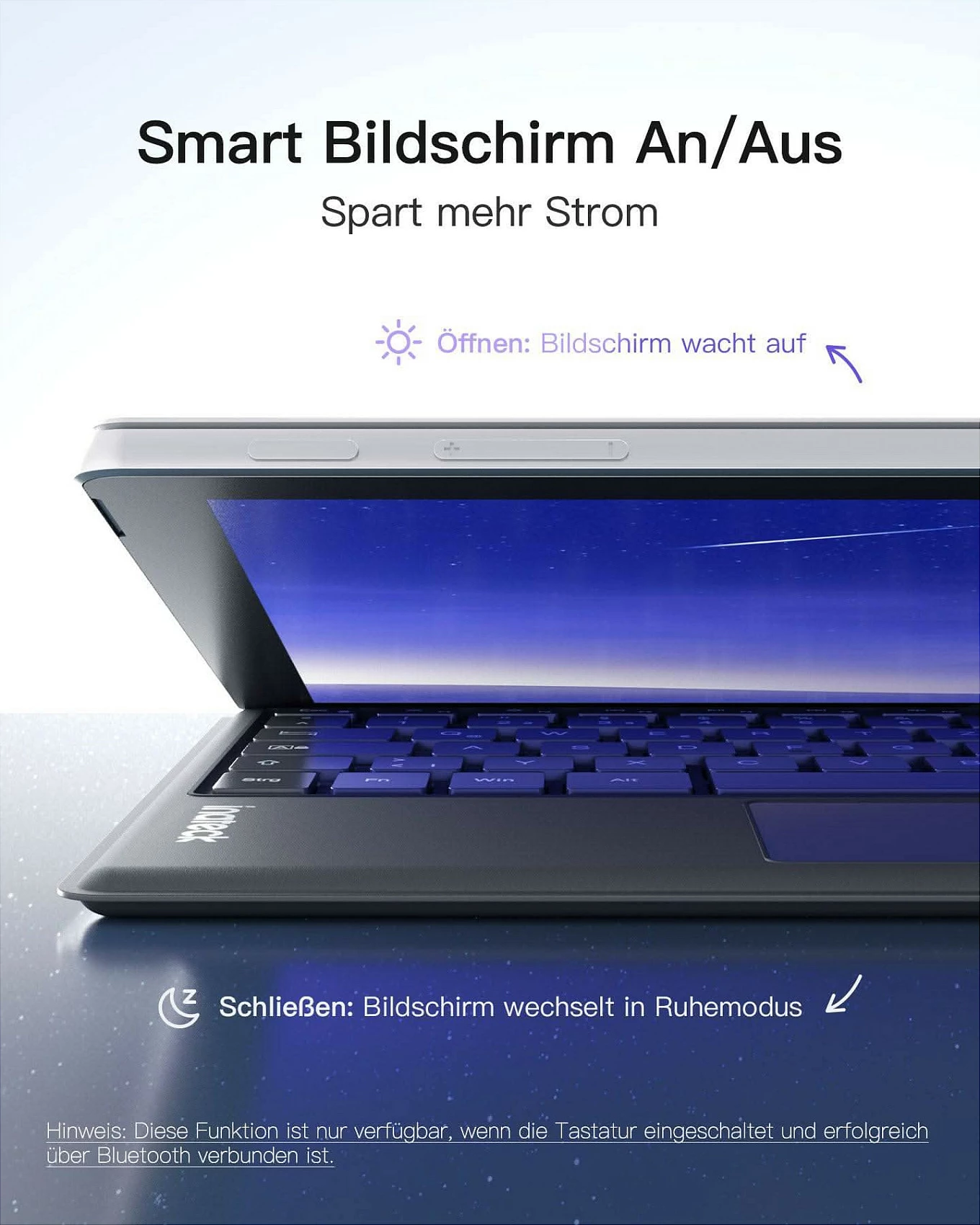 Tastierë Inateck për Surface Go 1-4, QWERTZ, me touchpad, gri