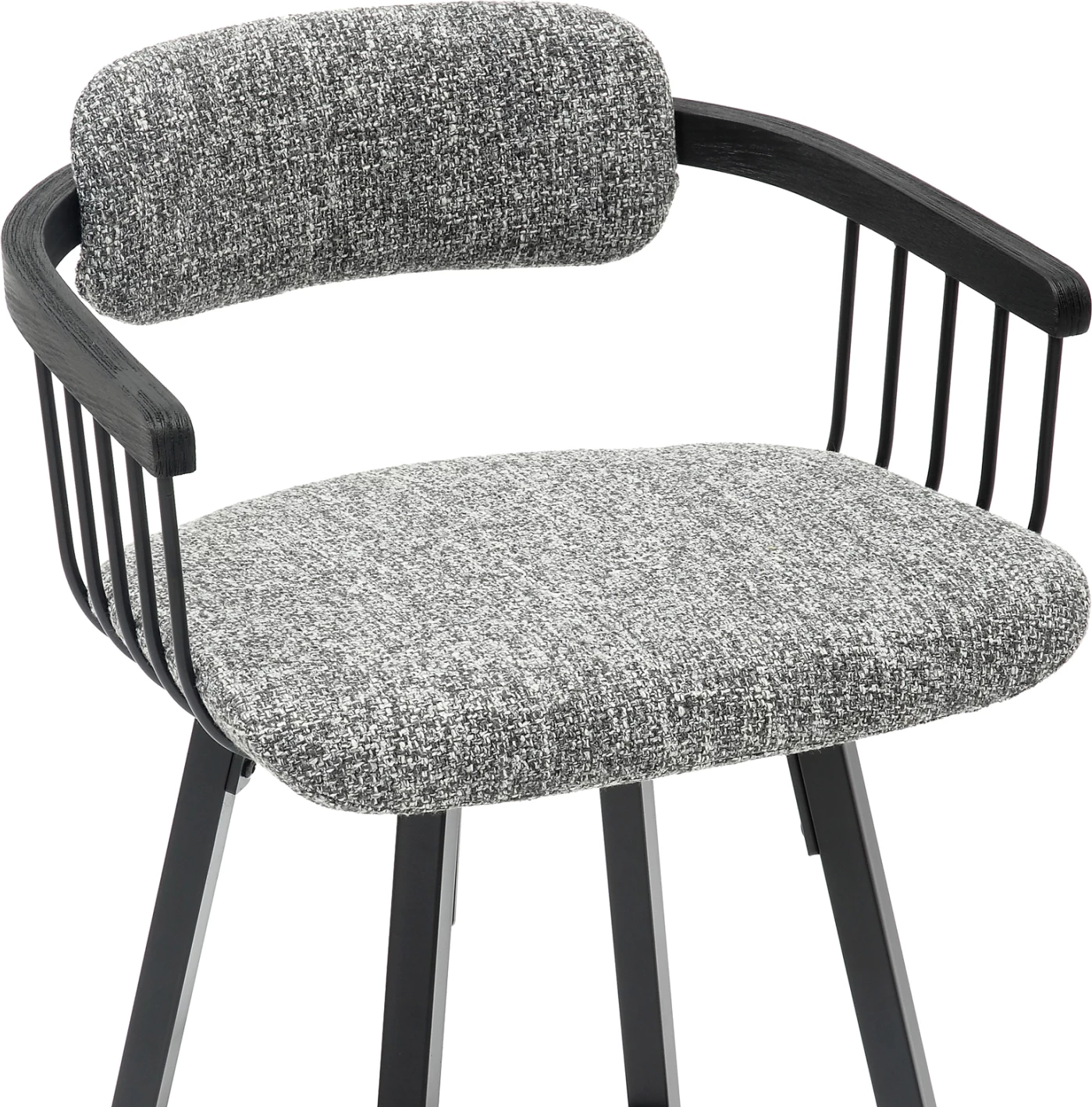 Karrige për bar rrotulluese LANG FH9990.02, kornizë metali e zezë, pëlhurë gri, 51.5x48.5x89.5H cm