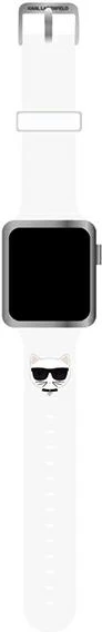 Rrip silikoni për Apple Watch Karl Lagerfeld Silicone Choupette Head, i bardhë, 38/40/41mm