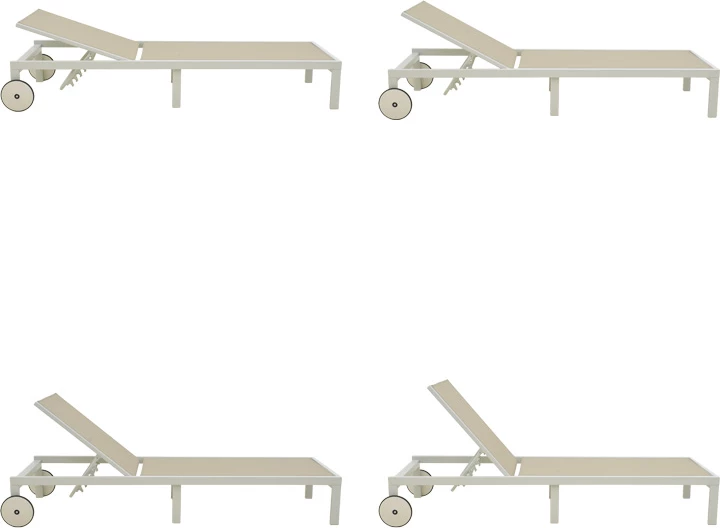 Shezlong Mailo, alumin i bardhë, tekstilene bezhë, 71x206x30cm