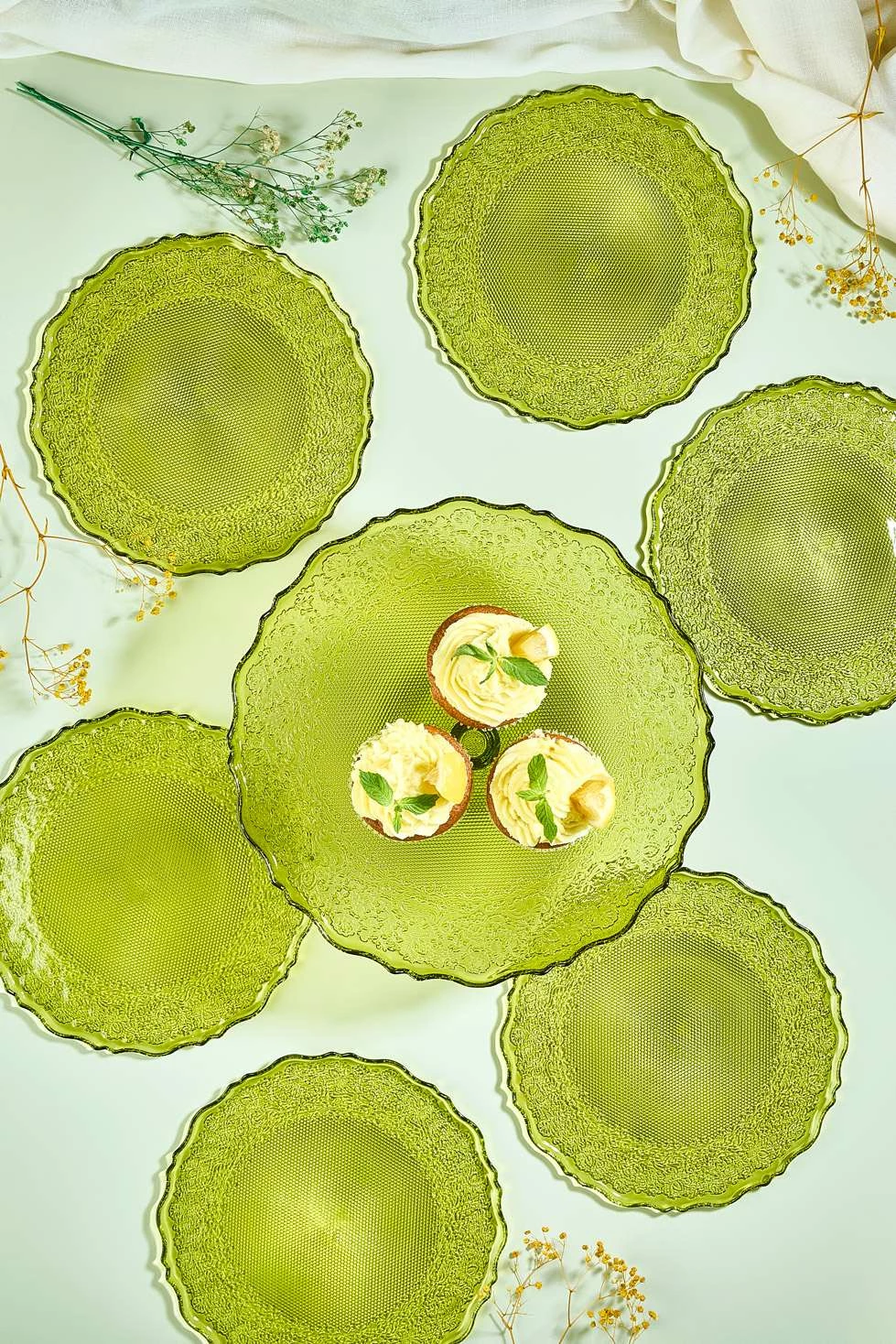 Set pjatash për ëmbëlsira (7 copë), Hermia Concept, Goblen7, ngjyrë e verdhë