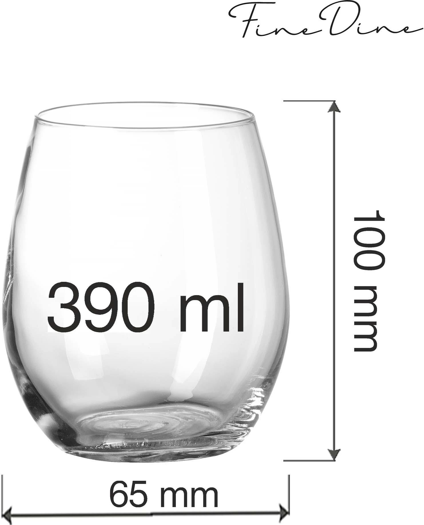 Gotë lowball Fine Dine Cantare 390 ml transparente, set 6 copë