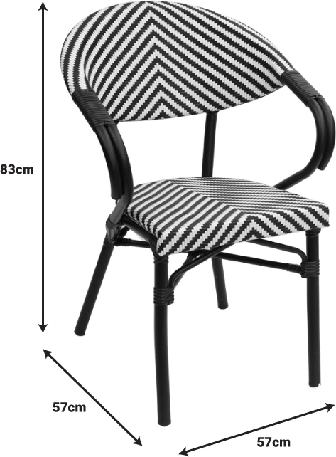 Karrige Isaia stack alumini natyral-blu dhe e bardhë textilene 57x57x83cm