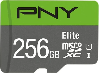 MicroSDXC kartelë PNY Elite 256GB, Class 10, UHS-I, V10, gjelbër/gri
